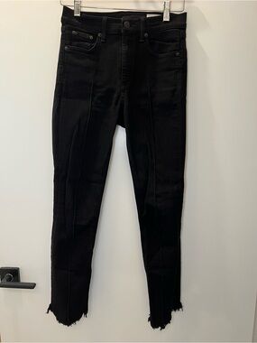 rag & bone Black Skinny Jeans with Center Seam and Frayed hem